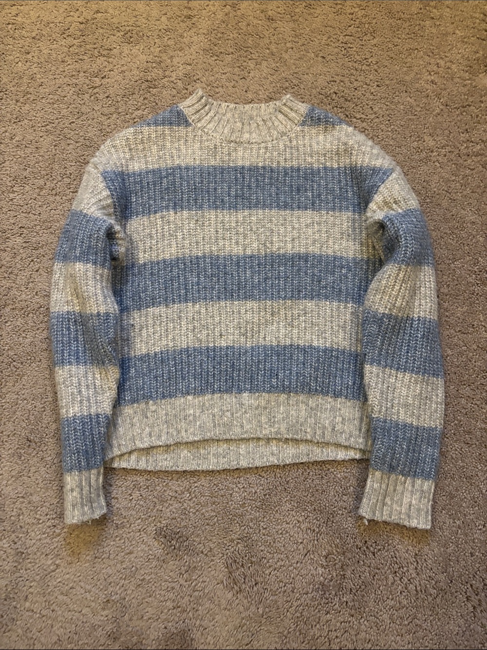 Mango Striped Knit Sweater Blue & Gray